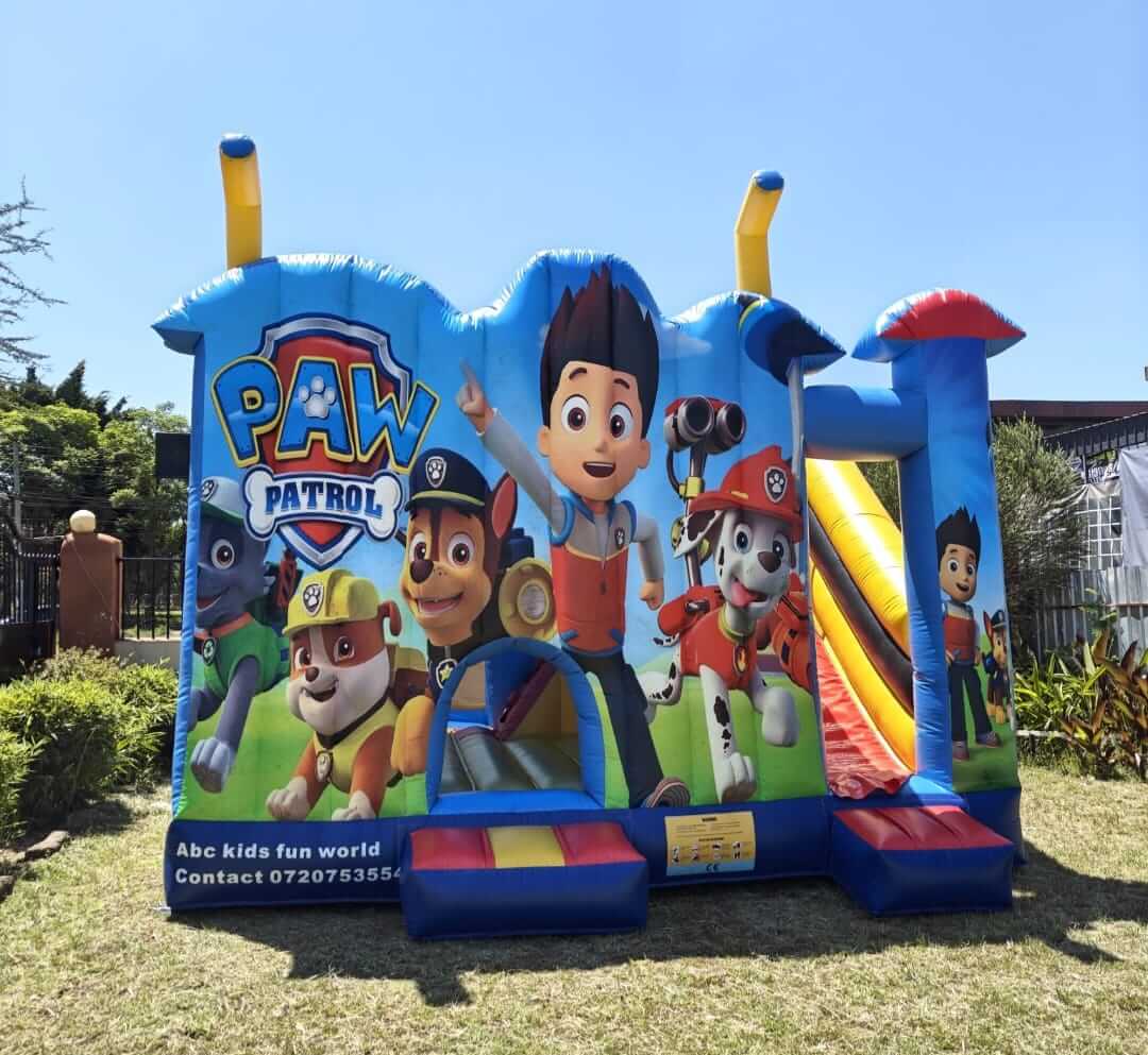 Blue paw patrol bouncy castle