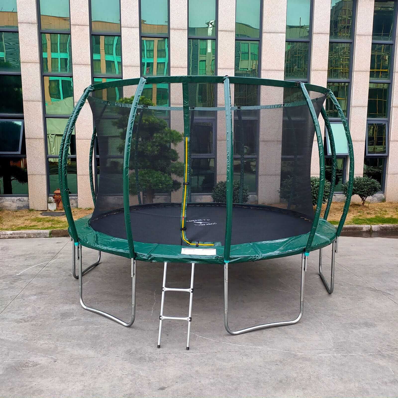 Green wide trampoline