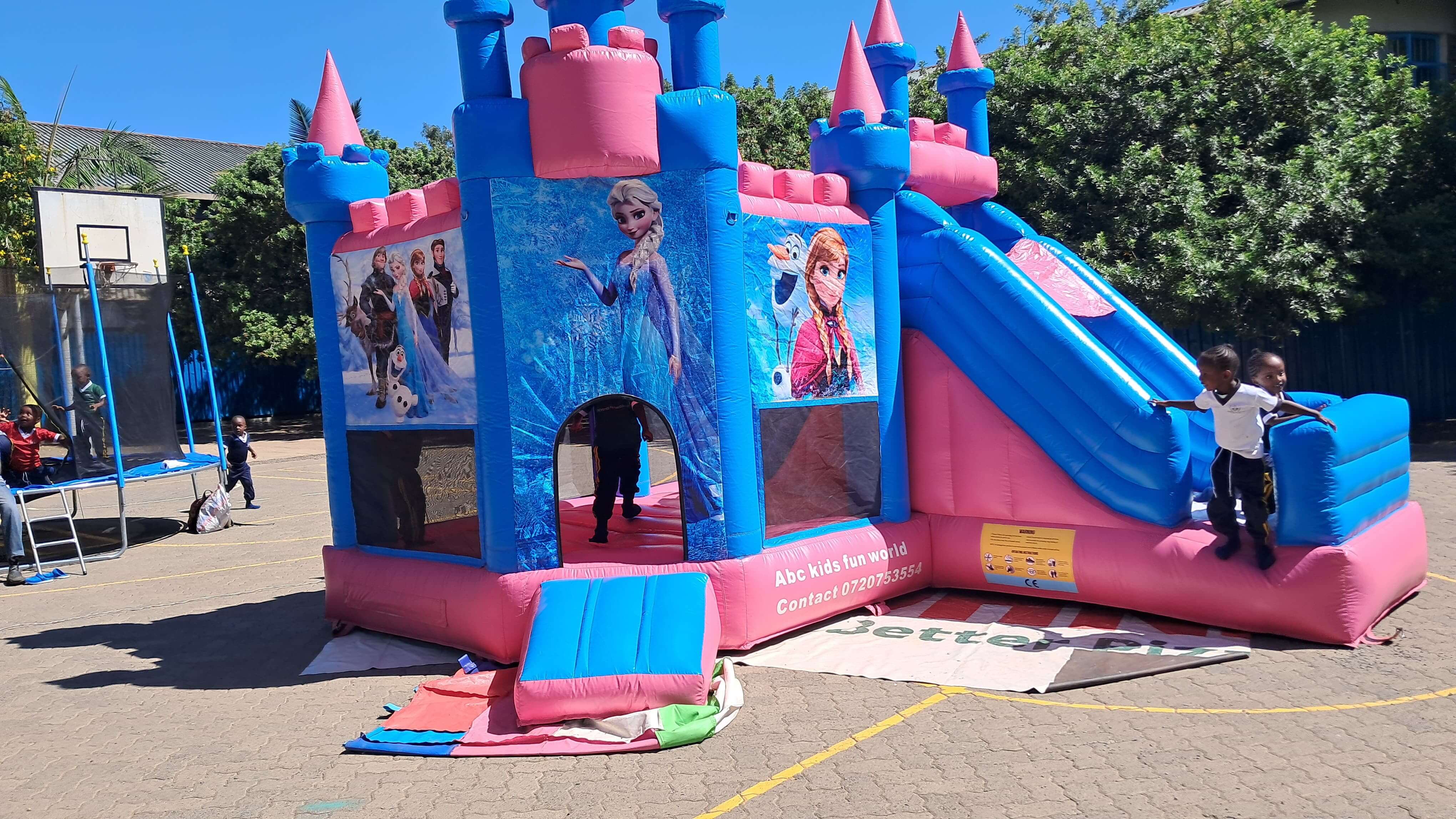 Having fun in bouncy castle