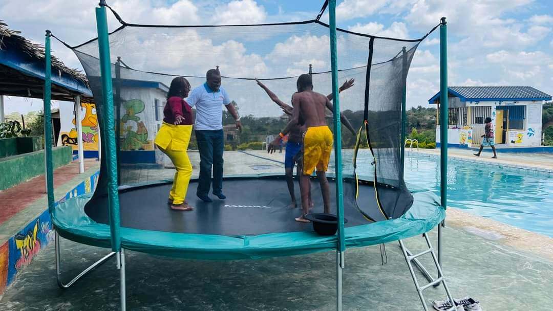 Having fun in trampoline