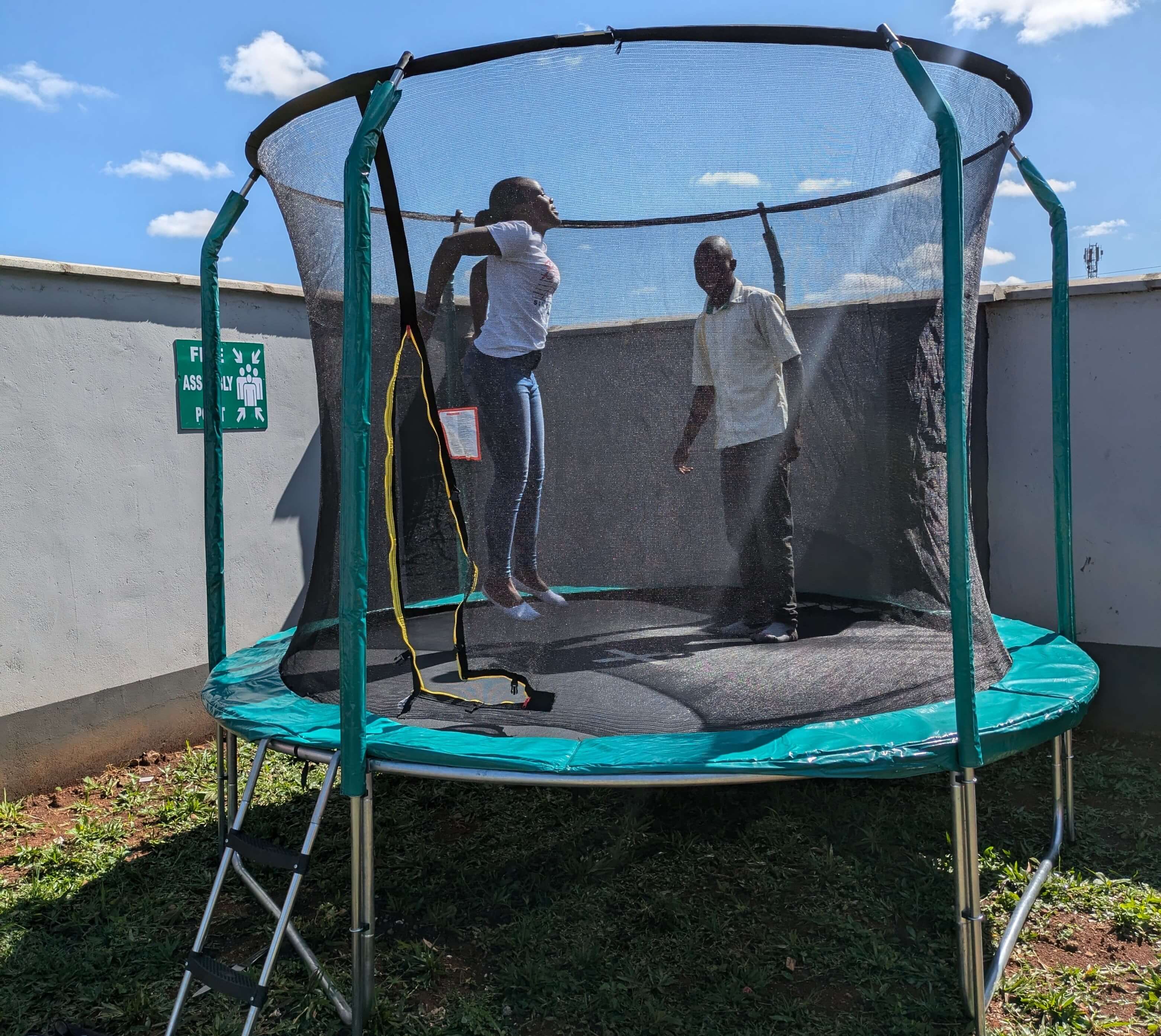 Playing in trampoline