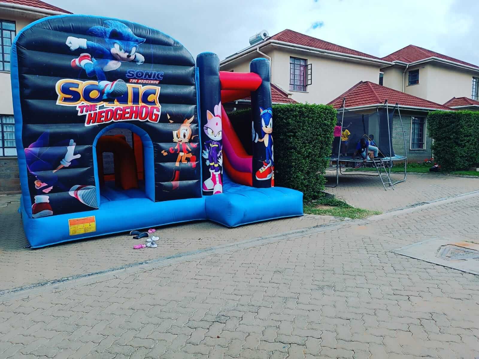 Sonic bouncy castle and trampoline